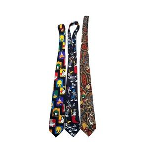 Warner Bros. Cartoon and Paisley Men's Ties - Multicolor Looney Tunes